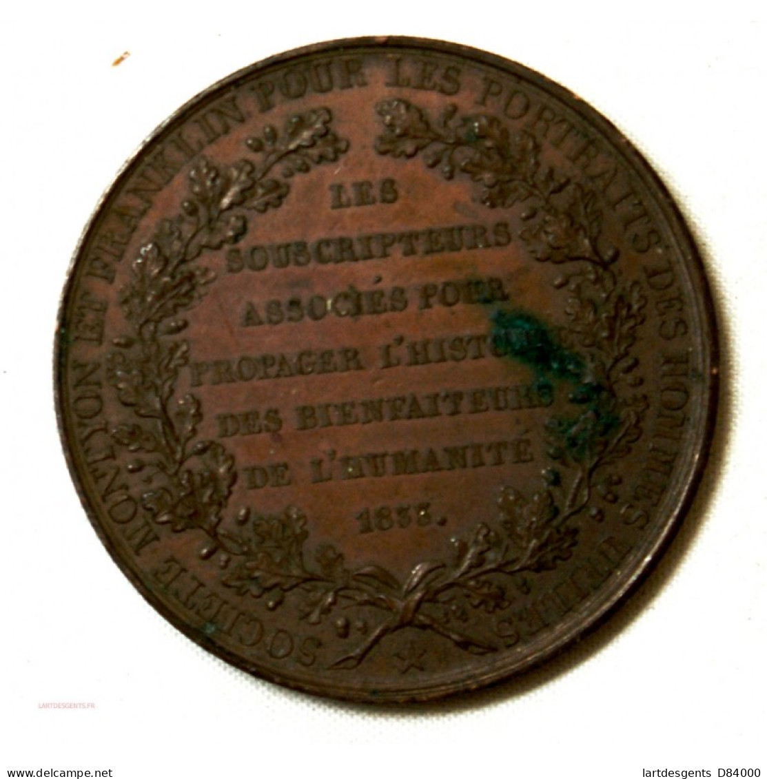 MEDAILLE De Franc-maçon FRANKLIN & MONTYON 1833 - Firma's