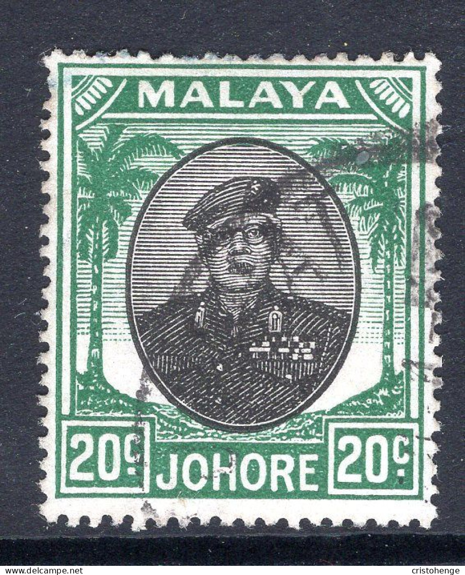 Malaysian States - Johore - 1949 Sultan Sir Ibrahim - 20c Black & Green Used (SG 141) - Johore