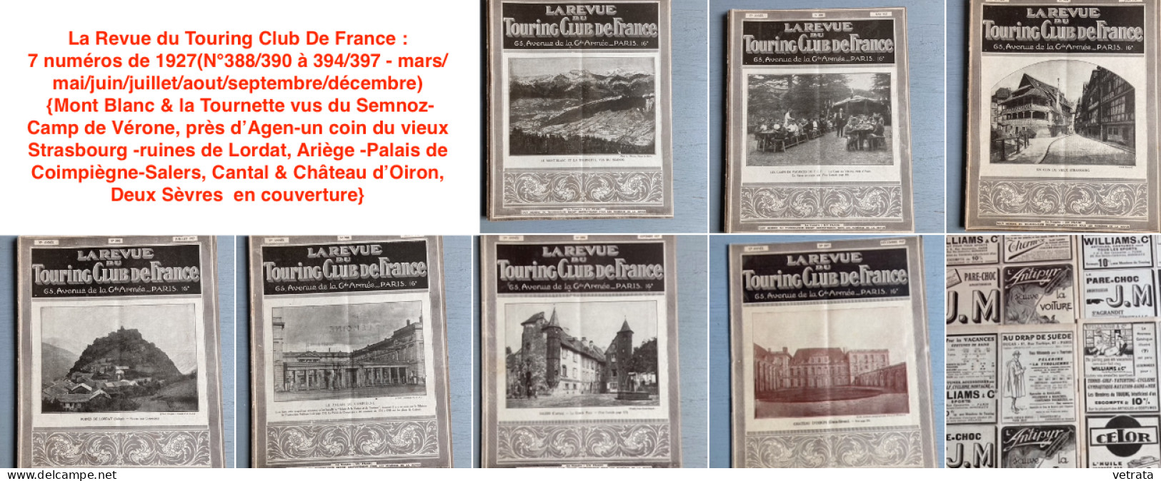 La Revue Du Touring Club : 17 N° Des Années 20 (Vingtième Siècle) {4 De 1921/5 De 1923/1 De 1924/6 De 1926 & 7 De 1927} - 1900 - 1949