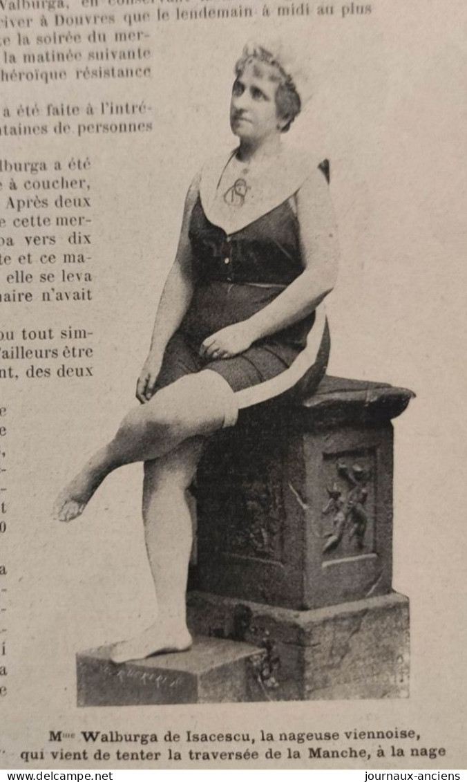 1900 CALAIS = DOUVRES A LA NAGE PAR UNE FEMME - Mme  WALBURGA DE ISACESCU - Revue Sportive " LA VIE AU GRAND AIR " - 1900 - 1949