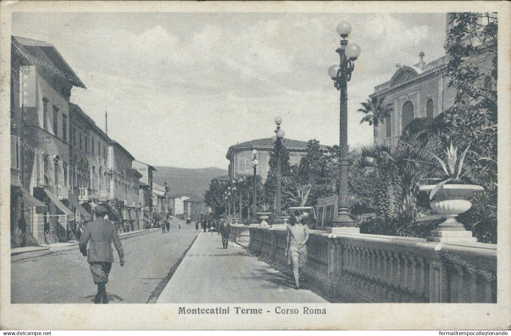 Cs452 Cartolina Montecatini Terme Corso Roma Provincia Di Pistoia 1932 - Pistoia