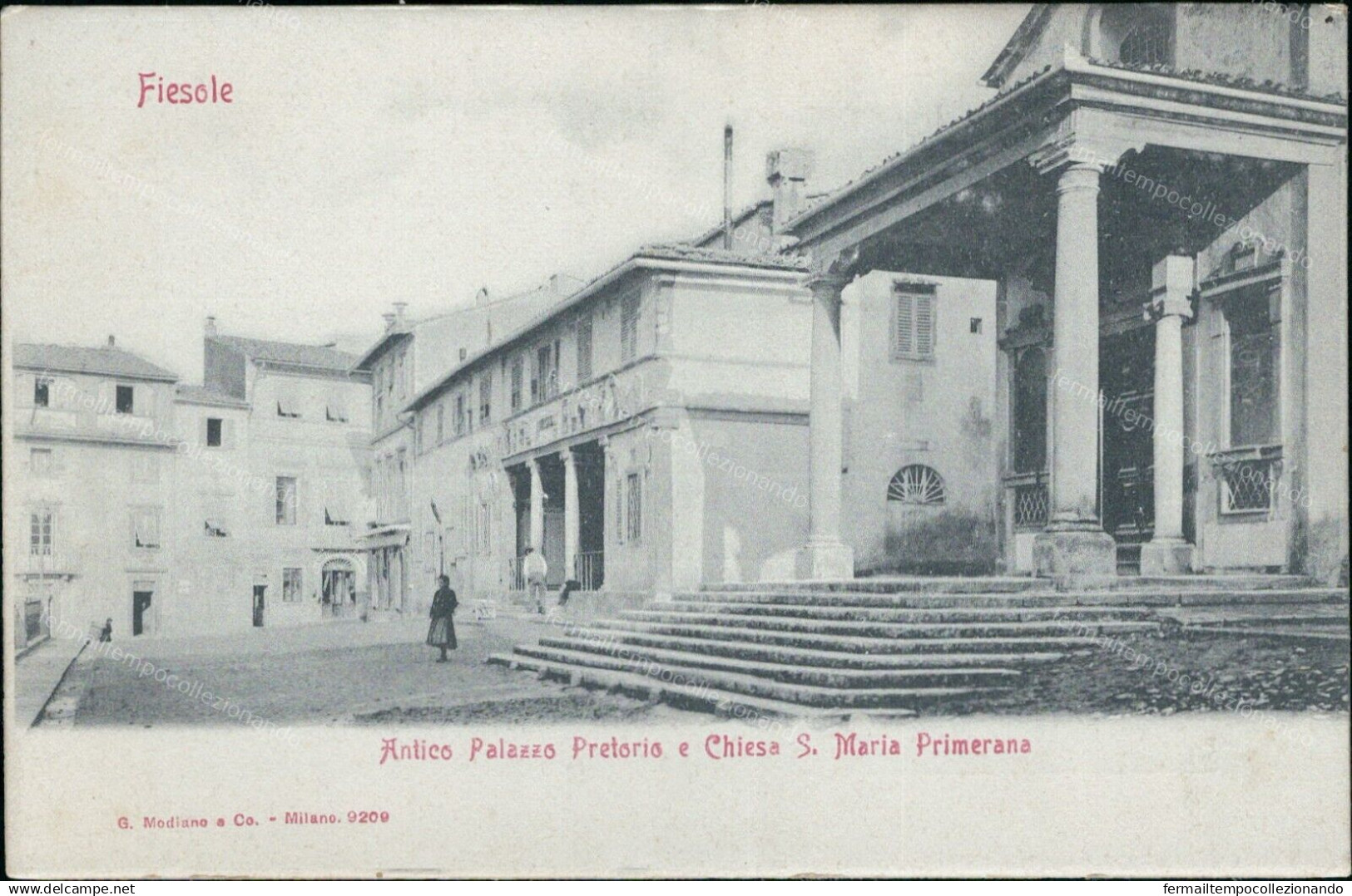 Cs454 Cartolina Fiesole Antico Palazzo Pretorio Chiesa S.maria Primerana Firenze - Firenze