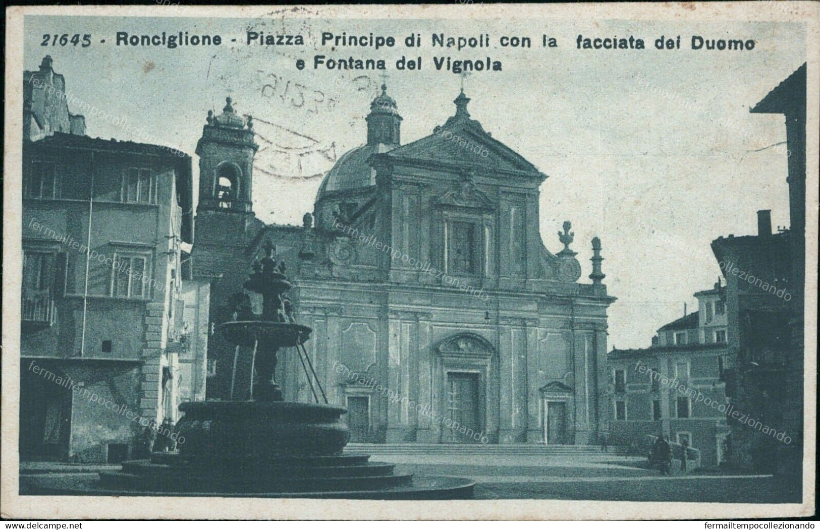 Cs458 Cartolina Ronciglione Piazza Principe Di Napoli Duomo E Fontana Viterbo - Viterbo