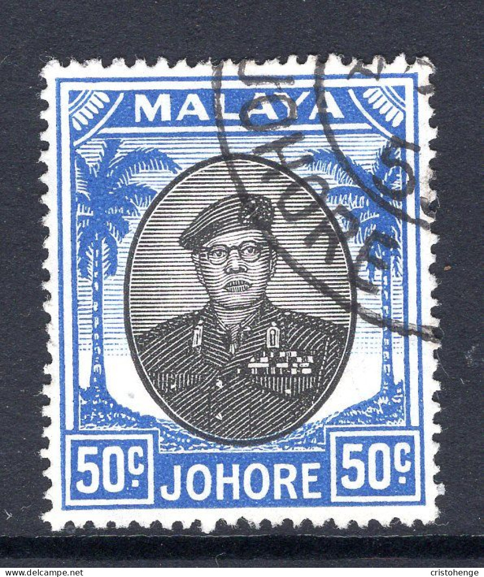 Malaysian States - Johore - 1949 Sultan Sir Ibrahim - 50c Black & Blue Used (SG 144) - Johore