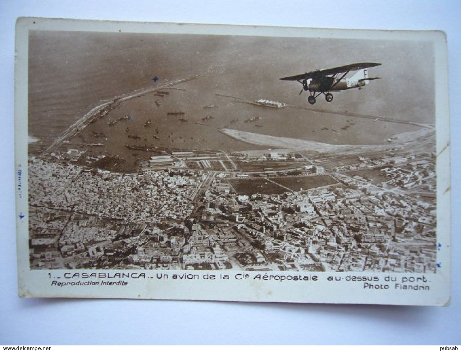 Avion / Airplane / L'AEROPOSTALE / Breguet XIV / Au Dessus Du Port De Casablanca - 1919-1938