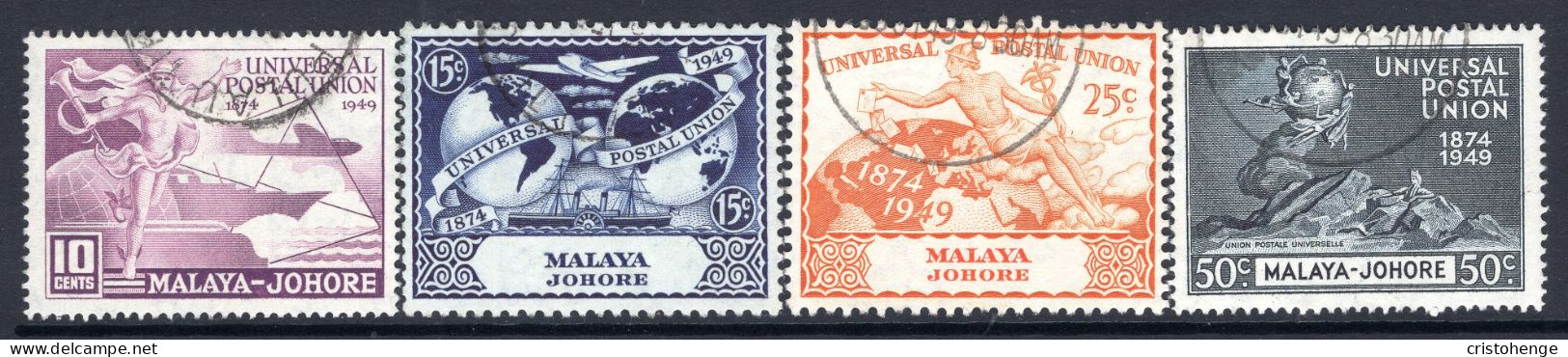 Malaysian States - Johore - 1949 75th Anniversary Of UPU Set Used (SG 148-151) - Johore