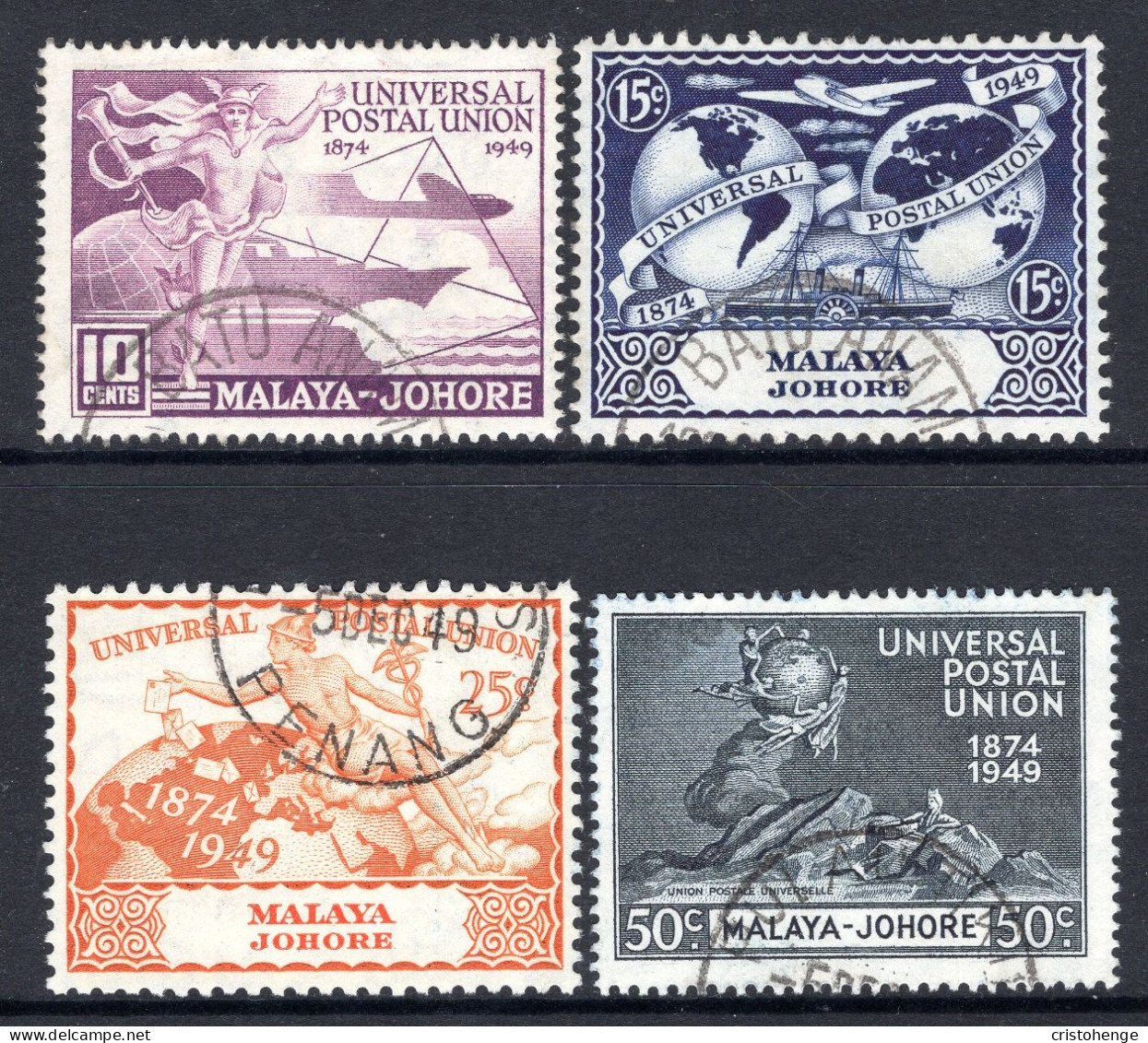 Malaysian States - Johore - 1949 75th Anniversary Of UPU Set Used (SG 148-151) - Johore