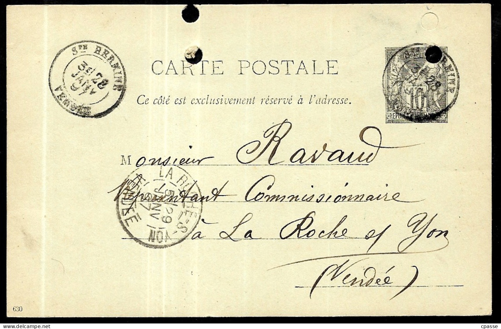 1897 CPA (Entier Postal Commercial) FERCHAUD-HULIN Négociant Ste 85 SAINTE-HERMINE Vendée Vers LA ROCHE-sur-YON, Grains - Sainte Hermine