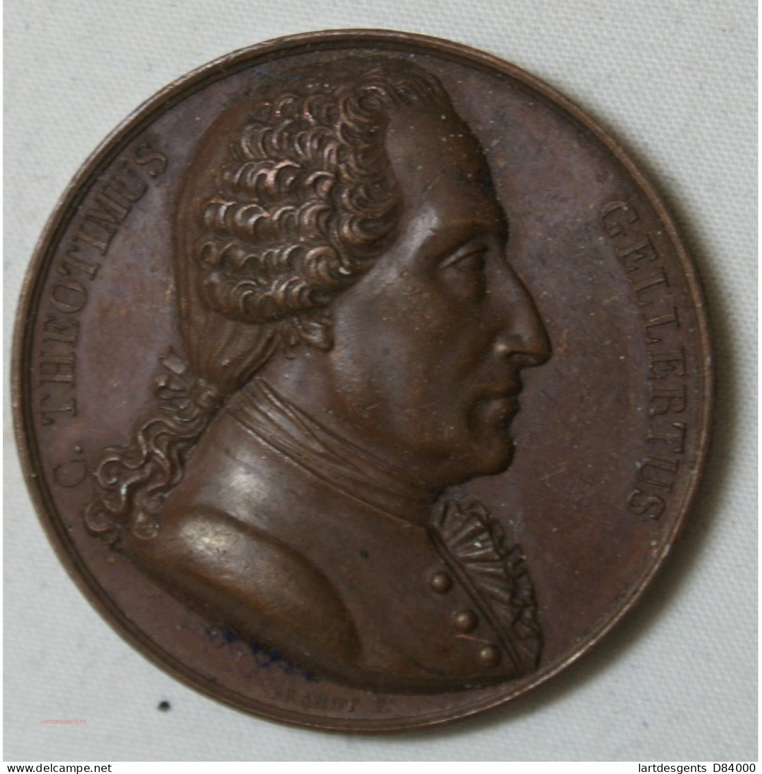 MEDAILLE THEOTIMUS GELLERTUS Philosophe Allemand 1821 Par Brandt F. - Professionali / Di Società