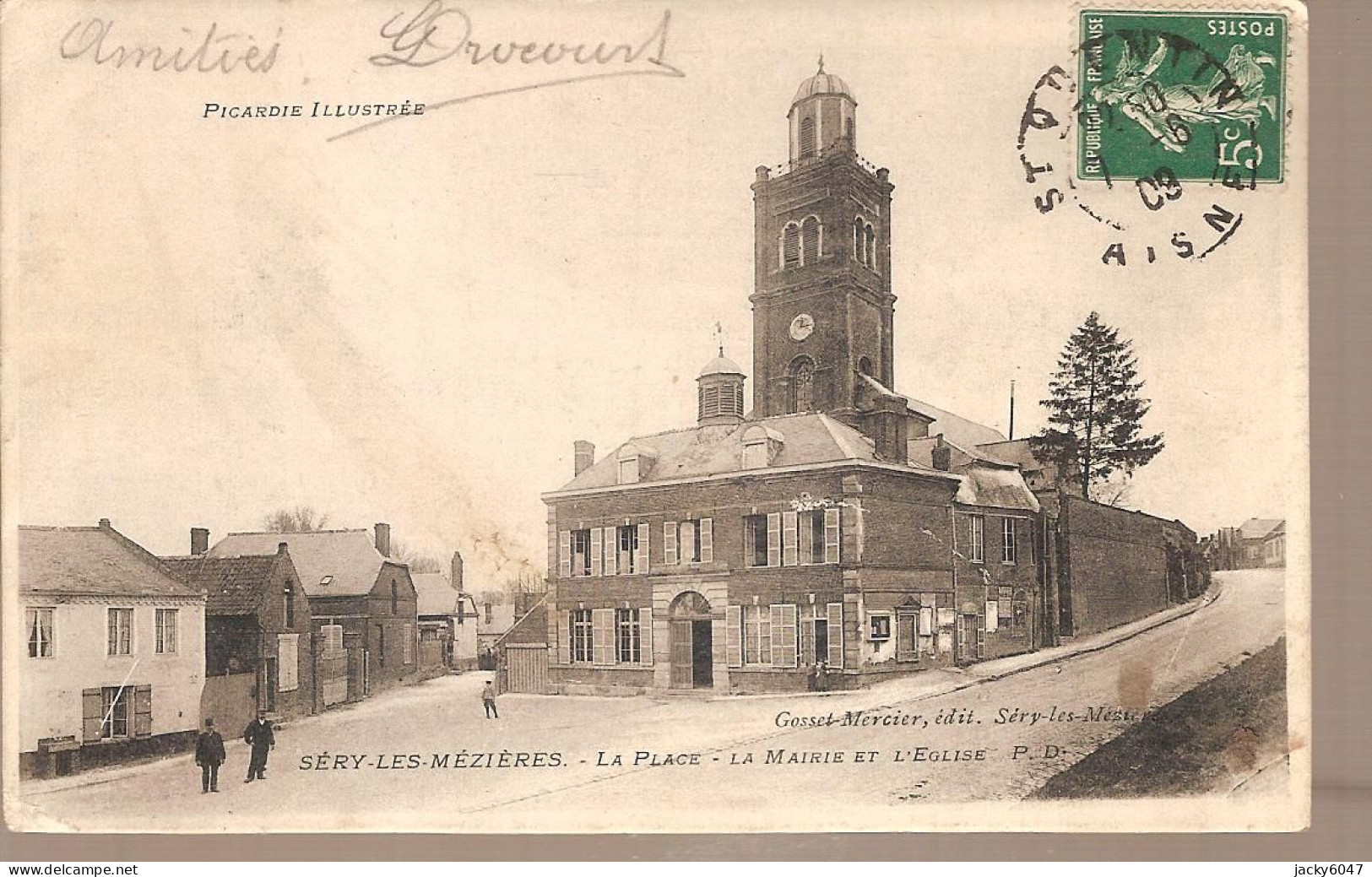 02 -Séry-les-Mezières - La Place La Mairie Et L'Eglise - Sonstige & Ohne Zuordnung