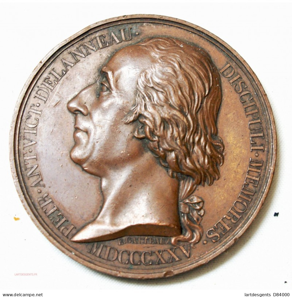 Médaille Victor DELANNEAU Littéraire 1825 Par E.GATTEAUX - Professionals / Firms