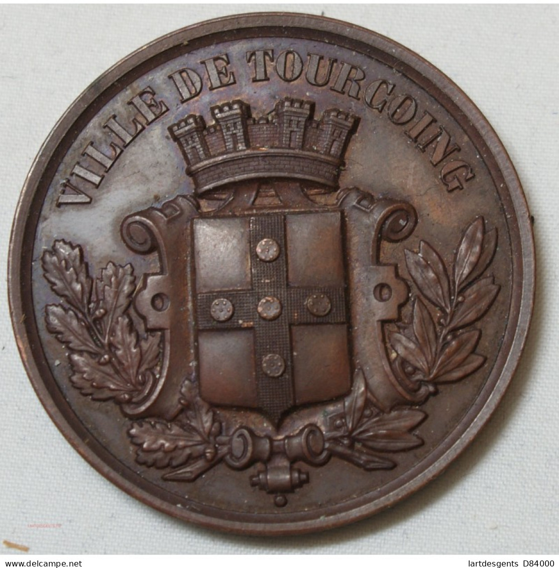 Médaille Ville De Tourcoing, Pose De La 1ère Pierre Lycée Spécial 1883 - Professionals / Firms