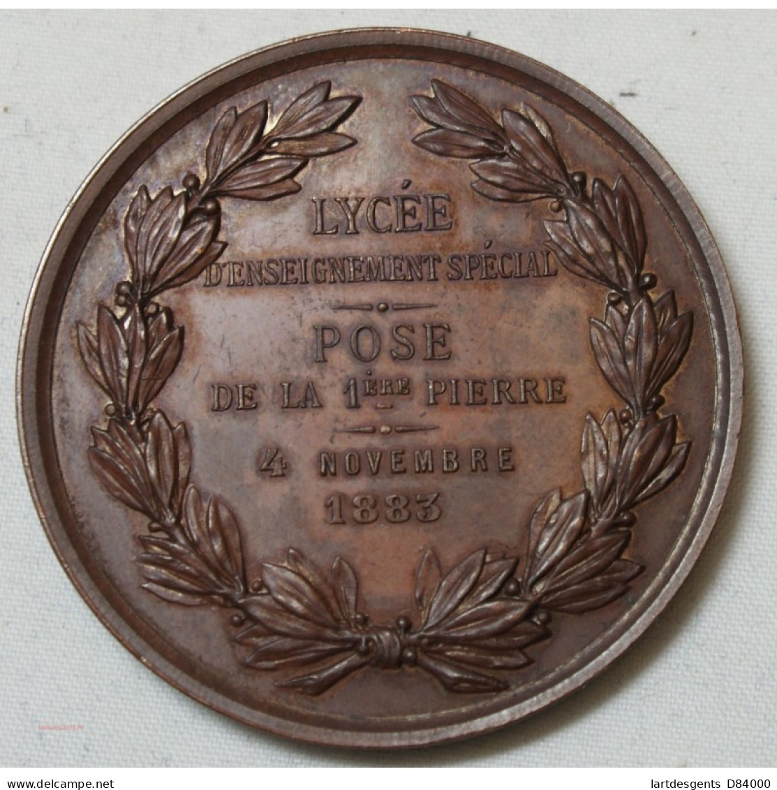 Médaille Ville De Tourcoing, Pose De La 1ère Pierre Lycée Spécial 1883 - Firma's
