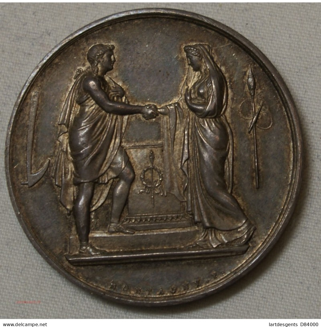 Médaille Argent Mariage Attribué 1841 - Professionali / Di Società