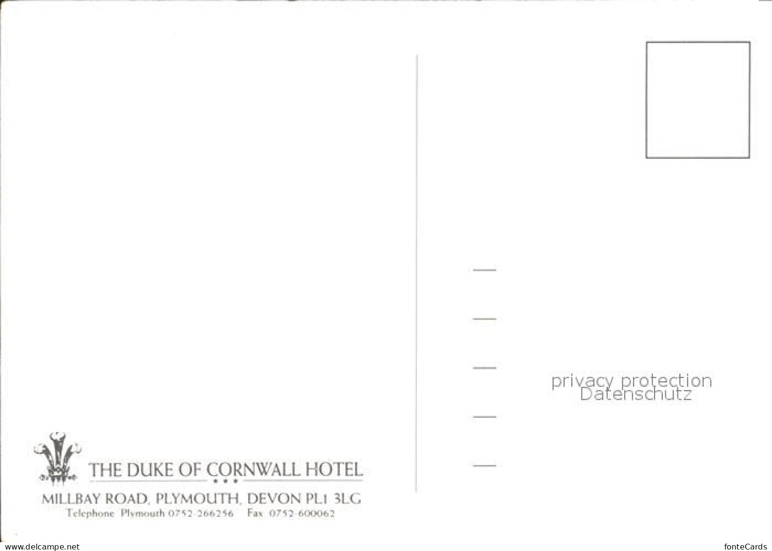 72025595 Devonport Plymouth Duke Of Cornwall Hotel Plymouth - Andere & Zonder Classificatie