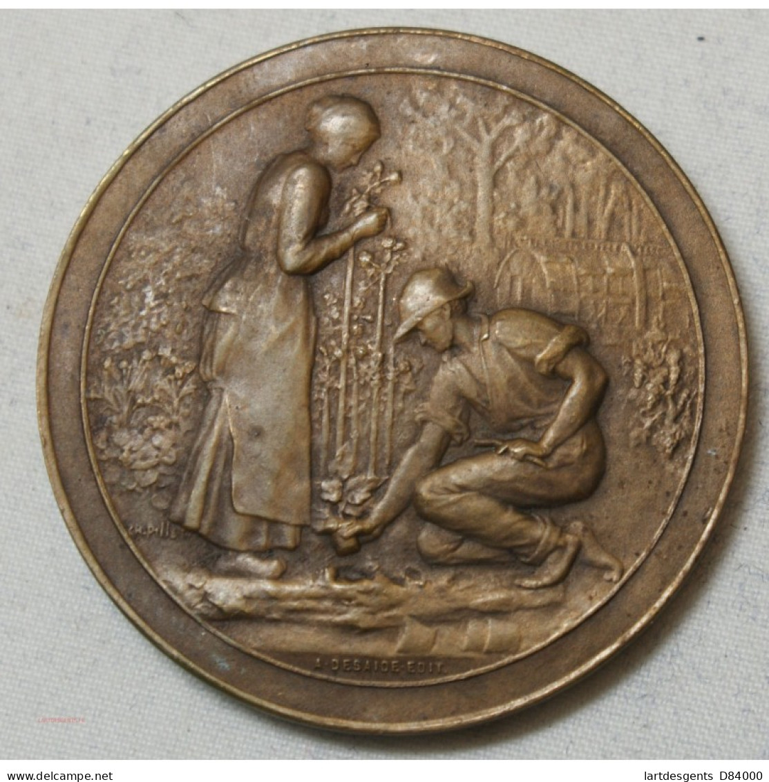 Médaille Bronze Jardiner Par A.DESAIDE. EDIT Décernée - Professionali / Di Società