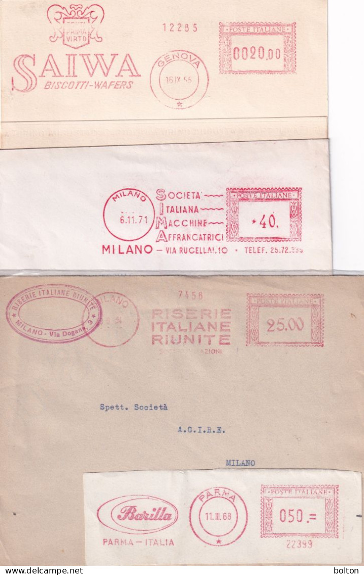 N.4   Più 1 Framm.  Affrancatura Meccanica Rossa EMA  Come Da Scansione - 1946-60: Marcofilie