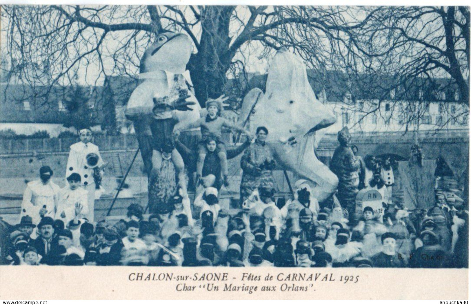 71 CPA  CHALON SUR SAONE FETES DU CARNAVAL 1925  CHAR UN MARIAGE AUX ORLANS - Chalon Sur Saone