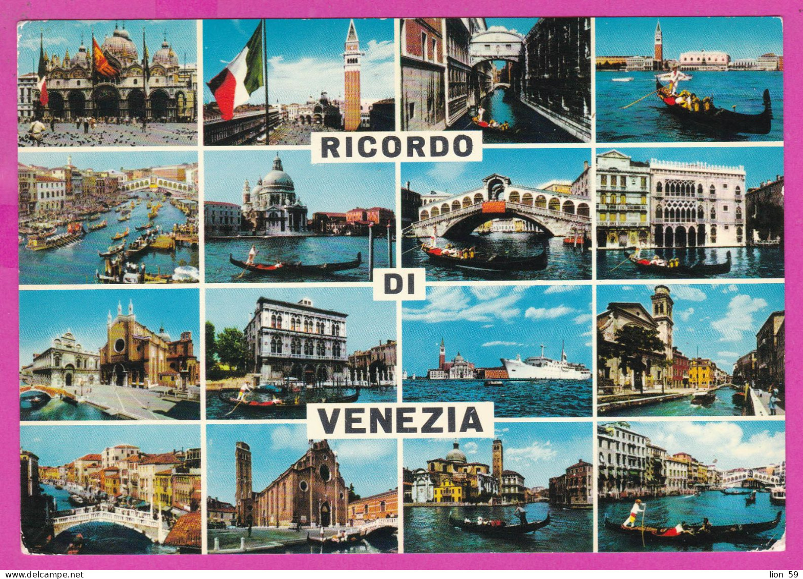 294057 / Italy - Ricordo Di VENEZIA 16 View PC 1969 USED - 40 L Flowers ,  Pink Dianthus Nelken Italia Italie Italien - 1961-70: Marcophilia