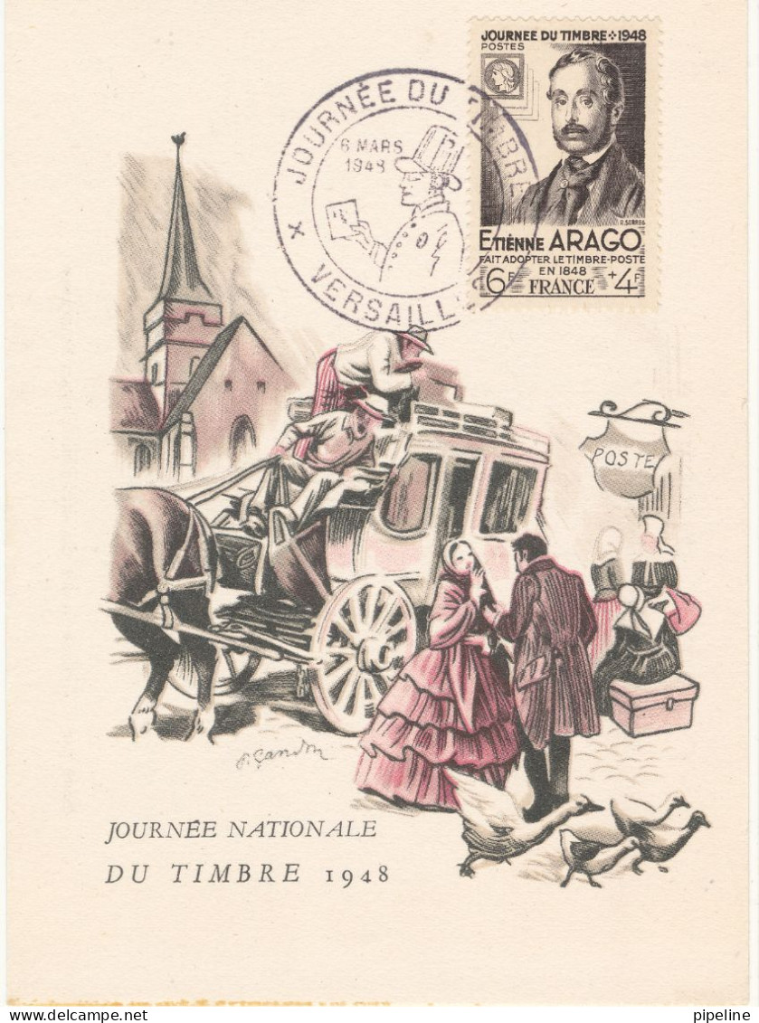 France Carte Postale Journee Du Timbre Versailles 6-3-1948 - Journée Du Timbre