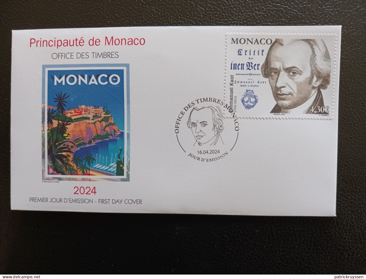 Monaco 2024 300th Ann Birth Immanuel KANT 1724 1804 Philosopher Writer 1v FDC PJ - Neufs