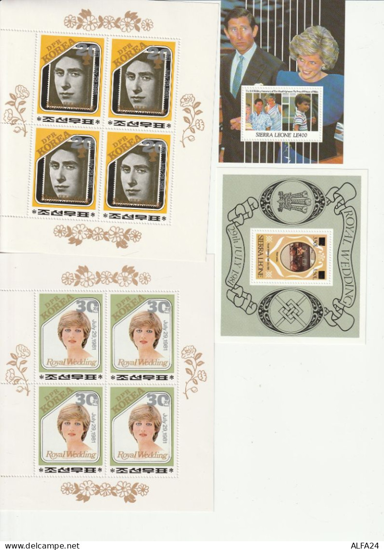 FOGLIETTI NUOVI LADY DIANA - PRINCIPE CARLO (5 FOTO) (XT4069 - Royalties, Royals