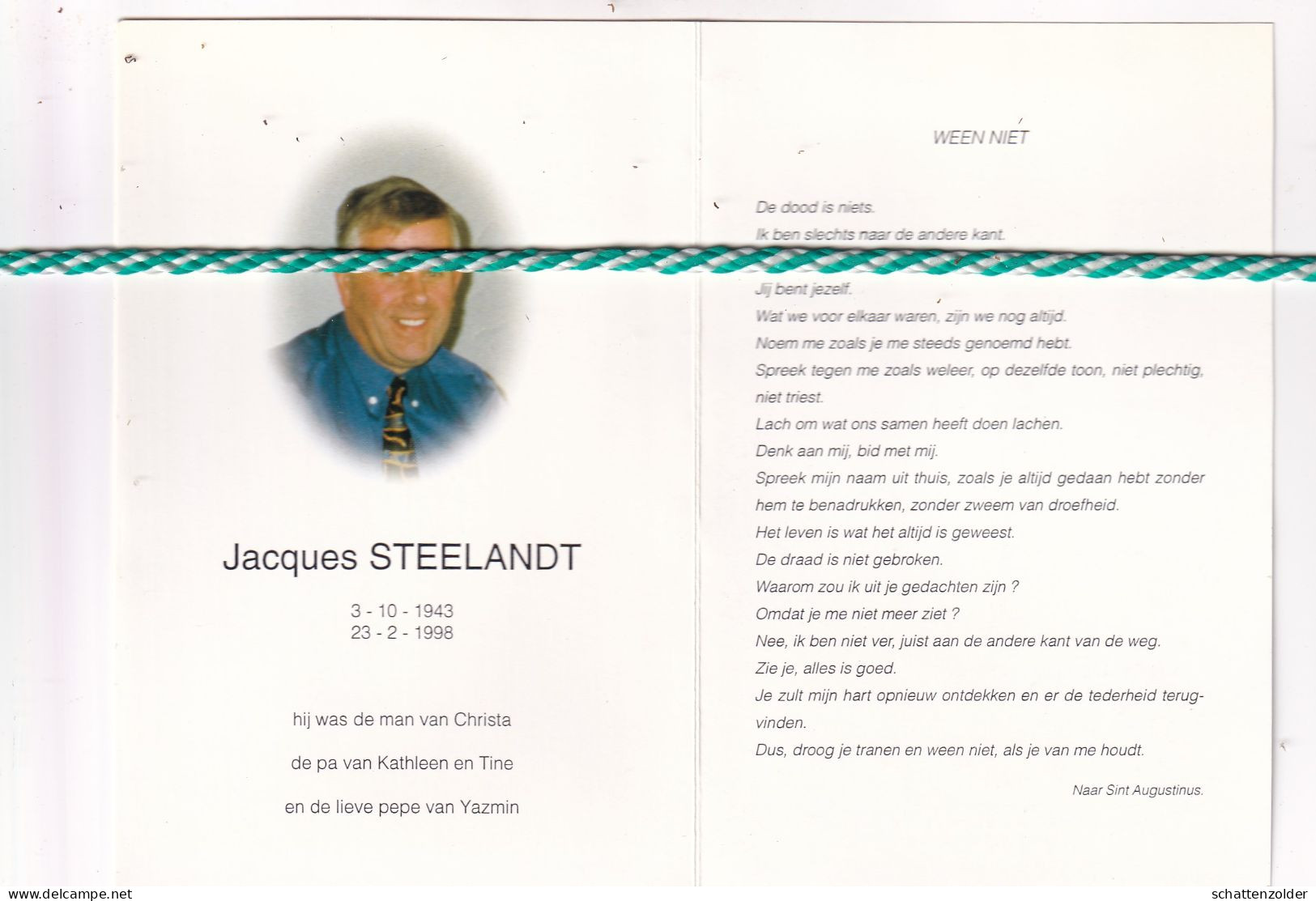 Jacques Steelandt, 1943, 1998. Foto - Décès