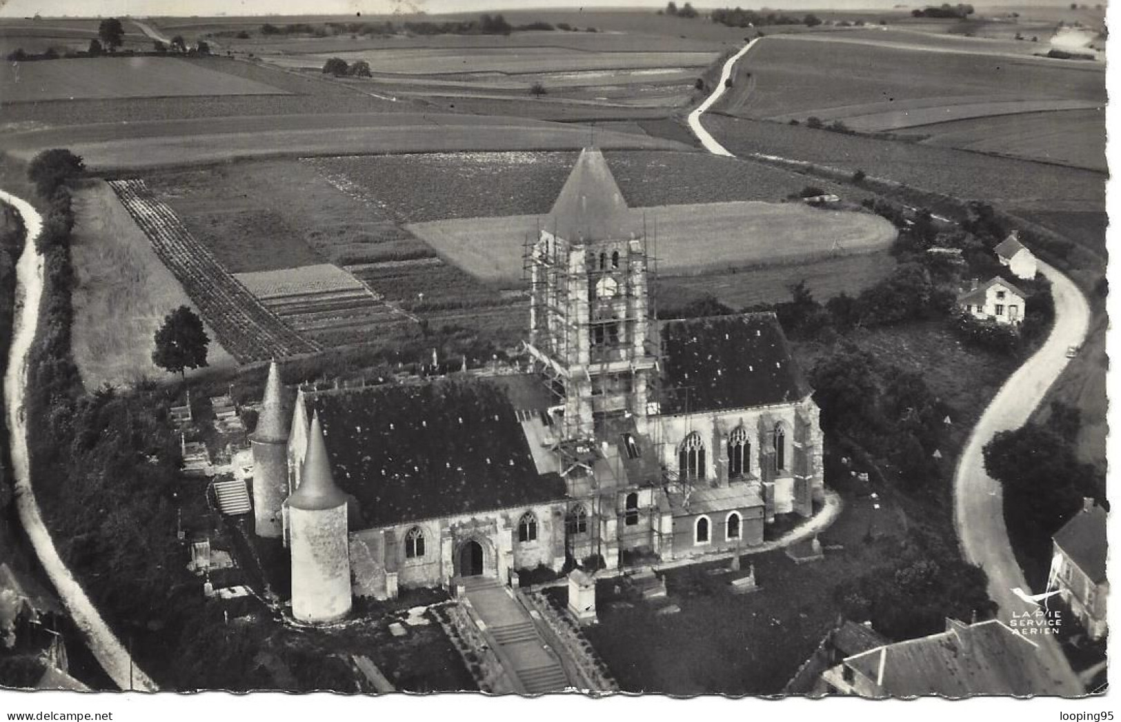 CHAOURSE-EGLISE-RENOVATION-ECHAFAUDAGE-CLOCHER-VUE AERIENNE - Sonstige & Ohne Zuordnung