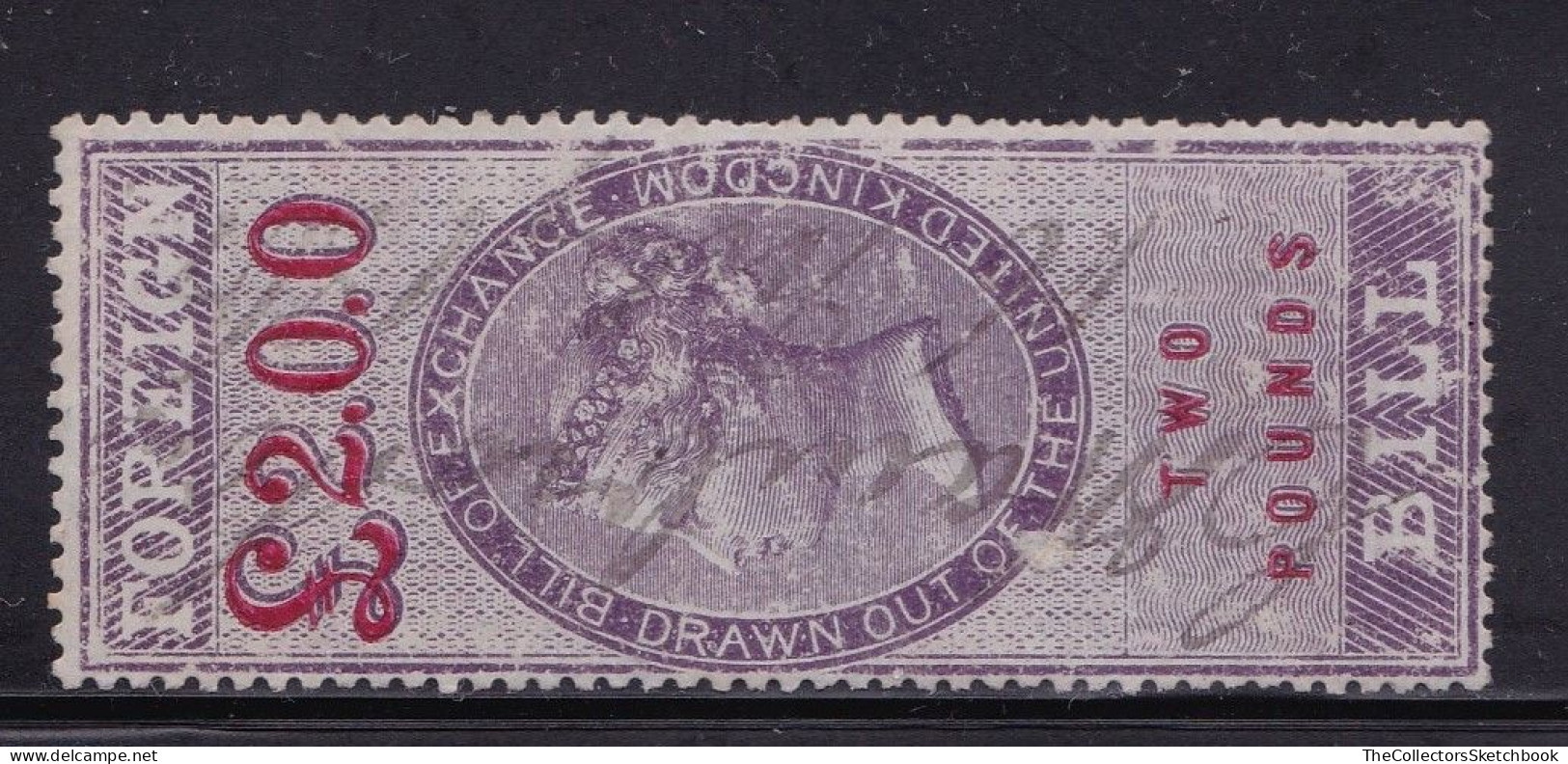 GB  QV  Fiscals / Revenues Foreign Bill £2/-  Lilac -  Good Used. Perf 14 Barefoot 66. - Revenue Stamps