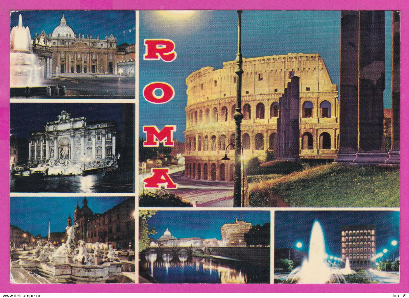 294058 / Italy - ROMA  6 View Night PC 1968 USED - 40 L 50th Ann Giro D'Italia Sport Cycling Cyclisme Radsport Bicycle - 1961-70: Poststempel