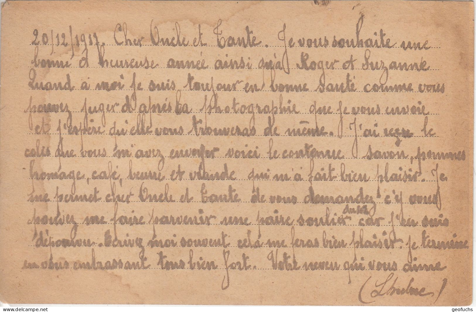 Carte Allemande En Franchise Pour Prisonnier Français, Camp De QUEDLIMBURG (Saxe Anhalt) écrite 20.12.17 - Guerre De 1914-18