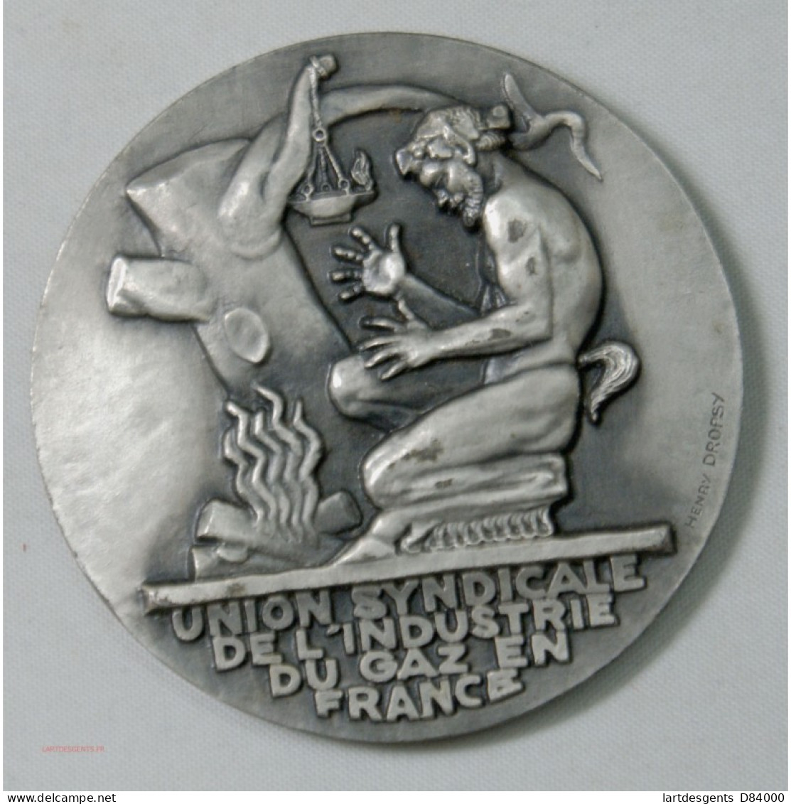 MEDAILLE  Uion Synd. De L'Indust. Du GAZ En FRANCE Par Henri DROPSY - Professionnels/De Société