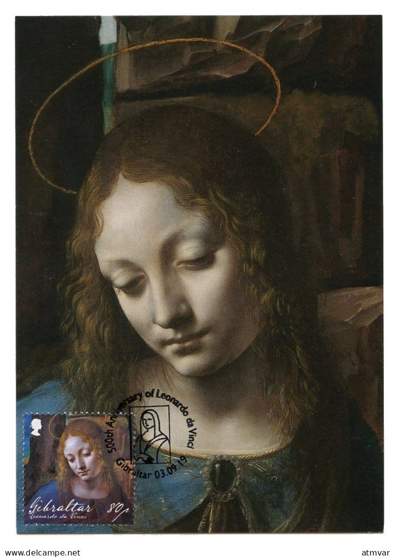 GIBRALTAR (2019). 500th Anniversary Leonardo Da Vinci - Carte Maximum Card - The Virgin Of The Rocks - Gibilterra