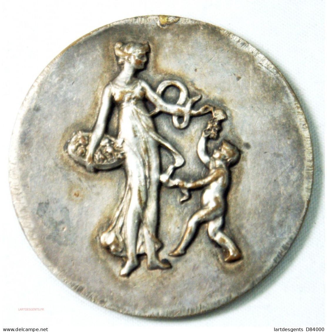 Médaille Art Déco: Femme, Enfant Grappe De Raisin Par R. - Firma's