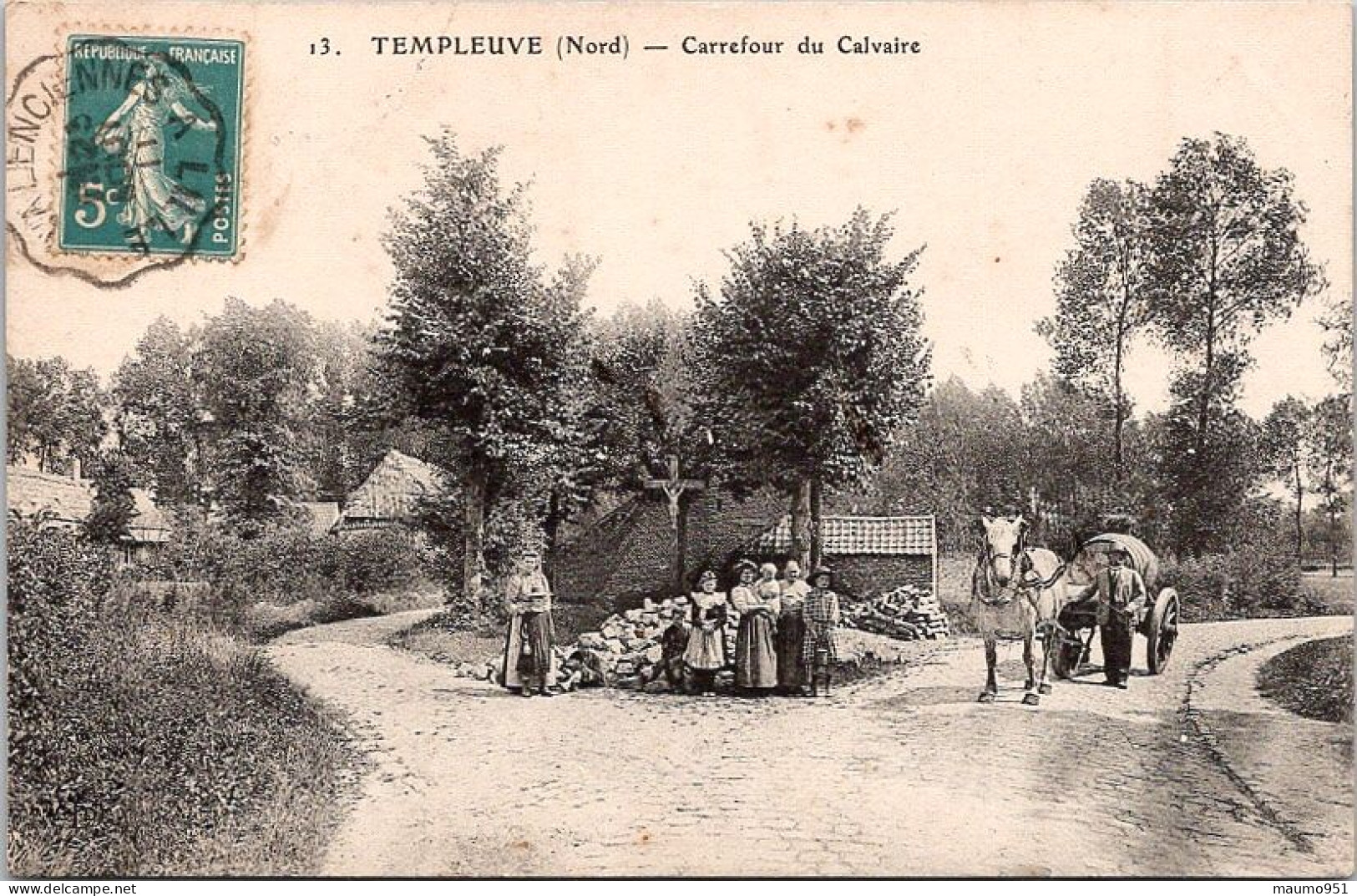 59 TEMPLEUVE - CARREFOUR DU CALVAIRE - Attelage - Sonstige & Ohne Zuordnung