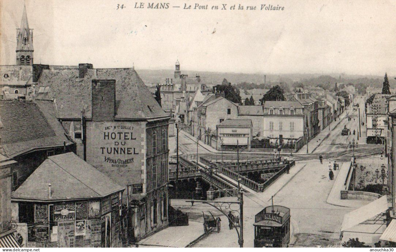 72  CPA  LE MANS LE PONT EN X ET LA RUE VOLTAIRE - Le Mans