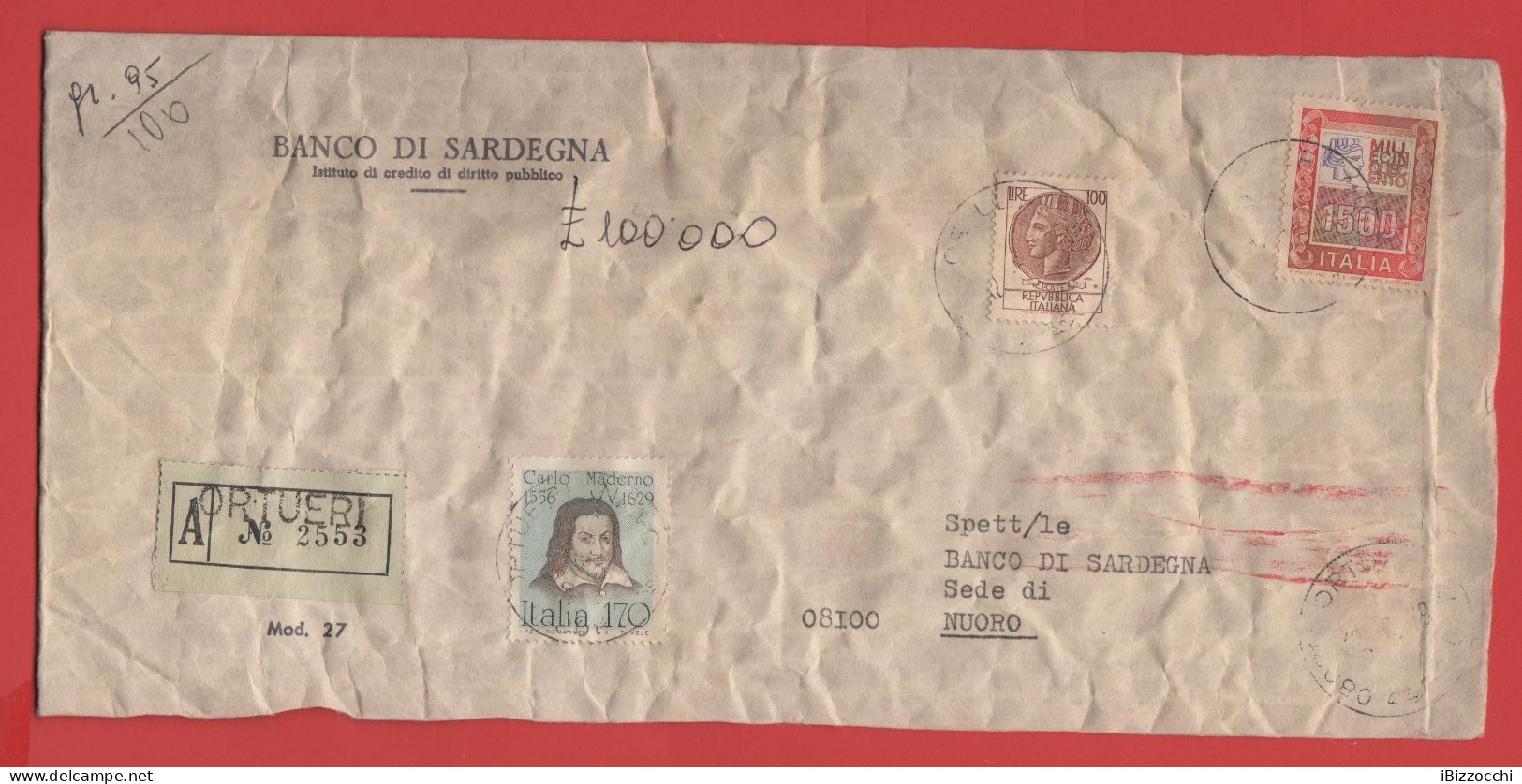 ITALIA - Storia Postale Repubblica - 1979 - 170 Uomini Illustri 7ª Emissione; Carlo Maderno + 1500 Alti Valori + 100 Ant - 1981-90: Marcophilie