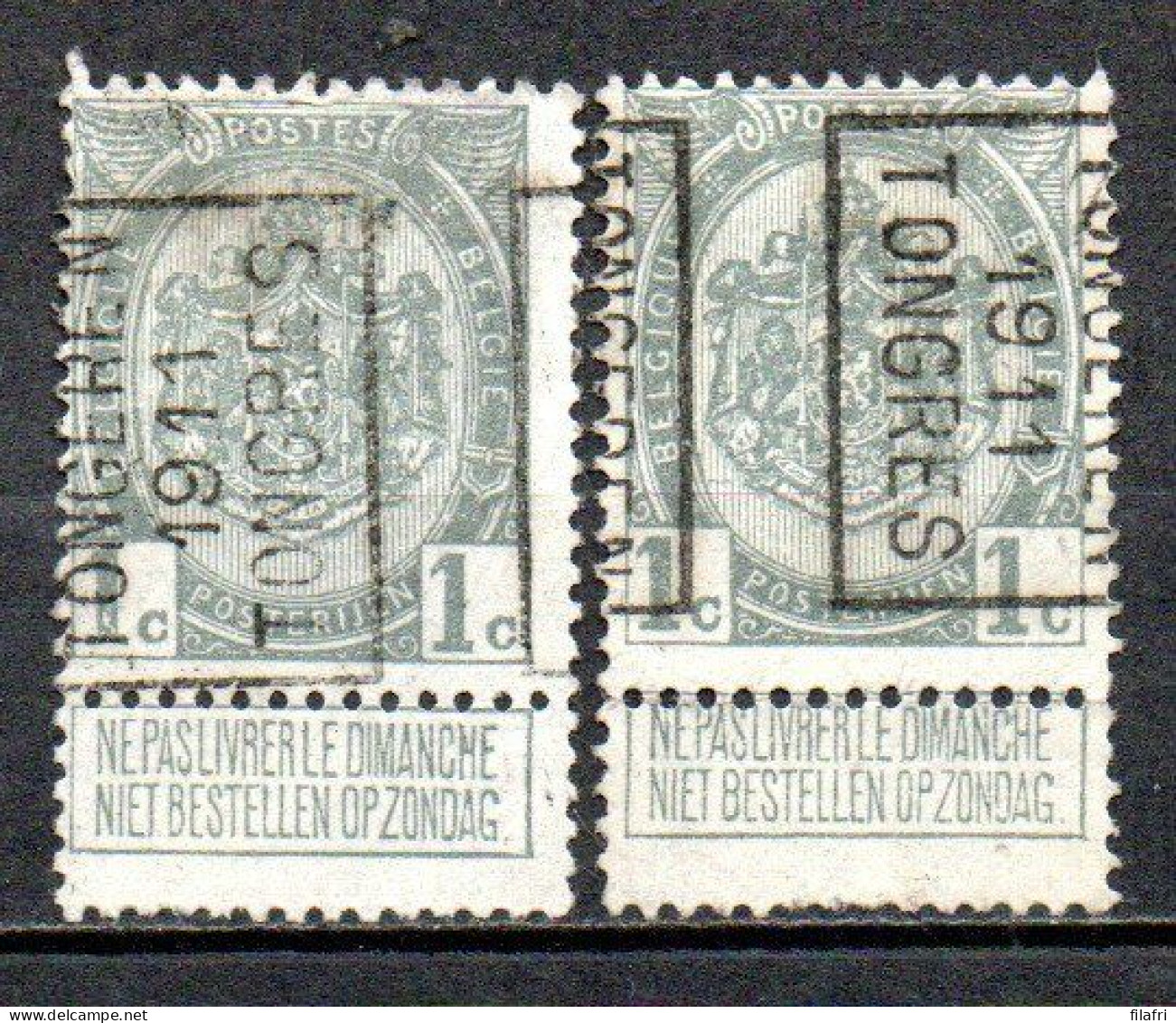 1690 Voorafstempeling Op Nr 81A - TONGEREN 1911 TONGRES - Positie A & B - Roller Precancels 1910-19