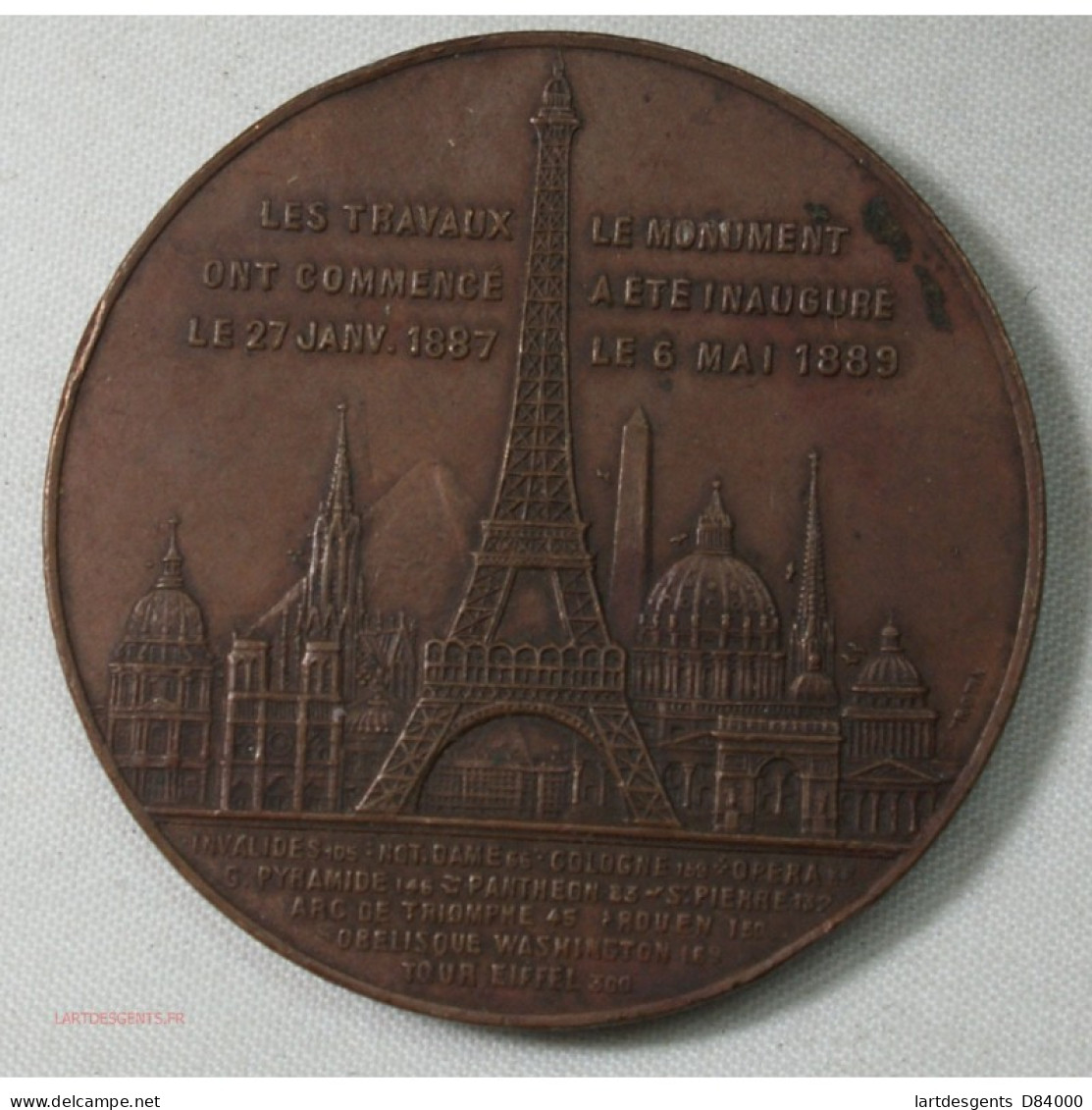 Médaille En Bronze Souvenir De L'ascension De La Tour Eiffel 1889 - Firma's