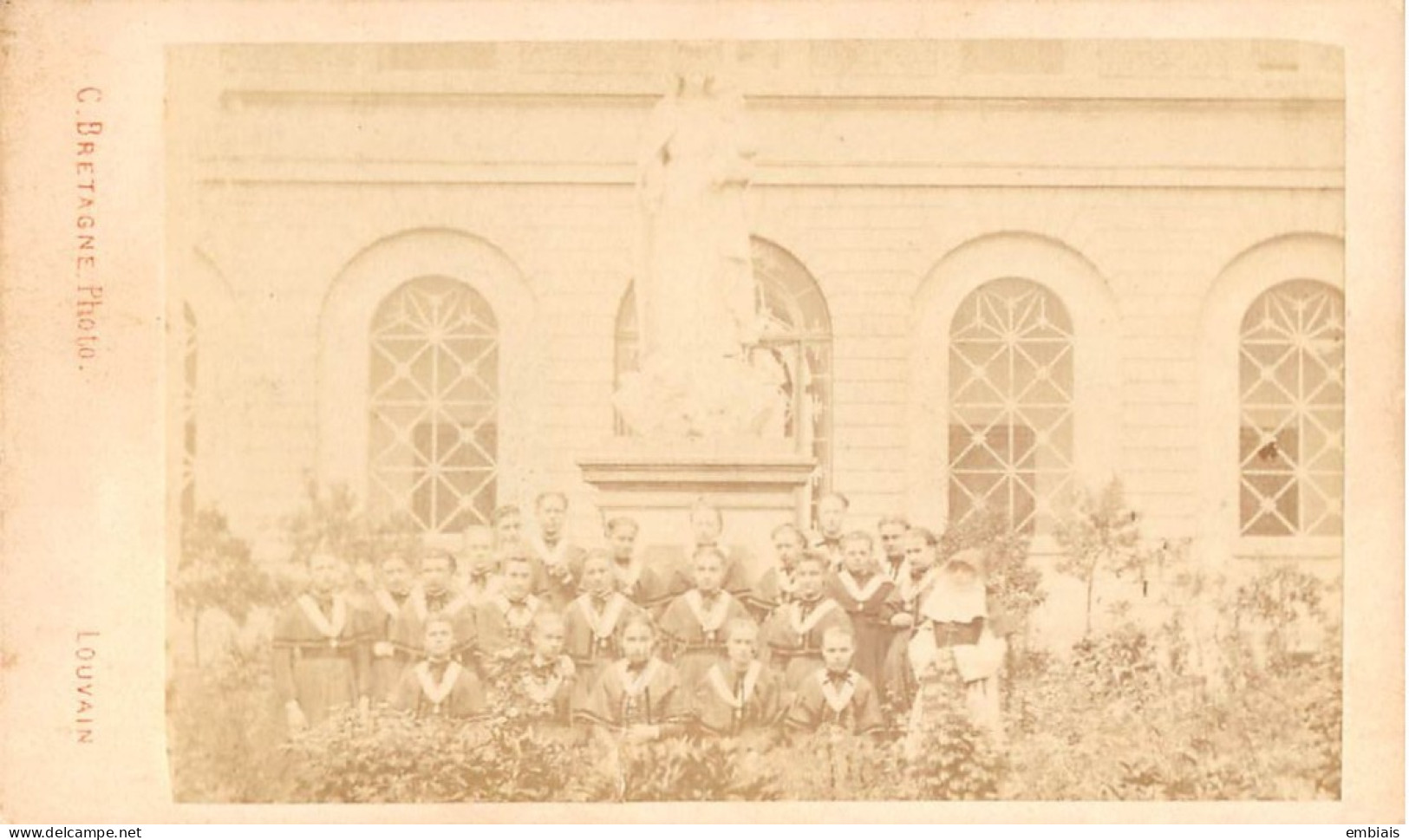 LOUVAIN - Photo CDV Ecole Religieuse, Groupe De Jeunes Filles Par Le Photographe C.BRETAGNE, Louvain - Antiche (ante 1900)