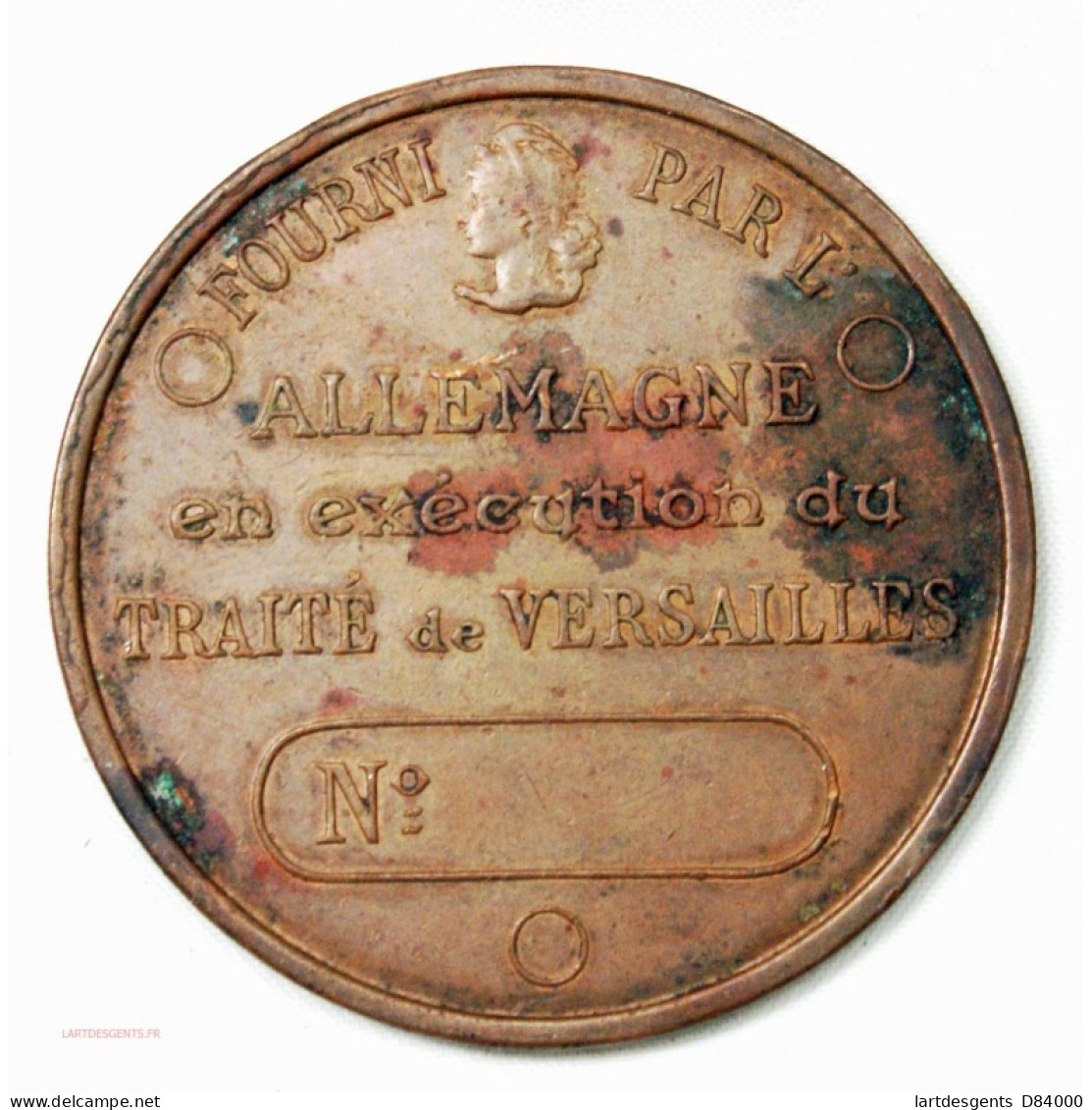 Médaille, Fourni Par L'Allemagne En Exécution Du Traité De Versailles - Professionals/Firms