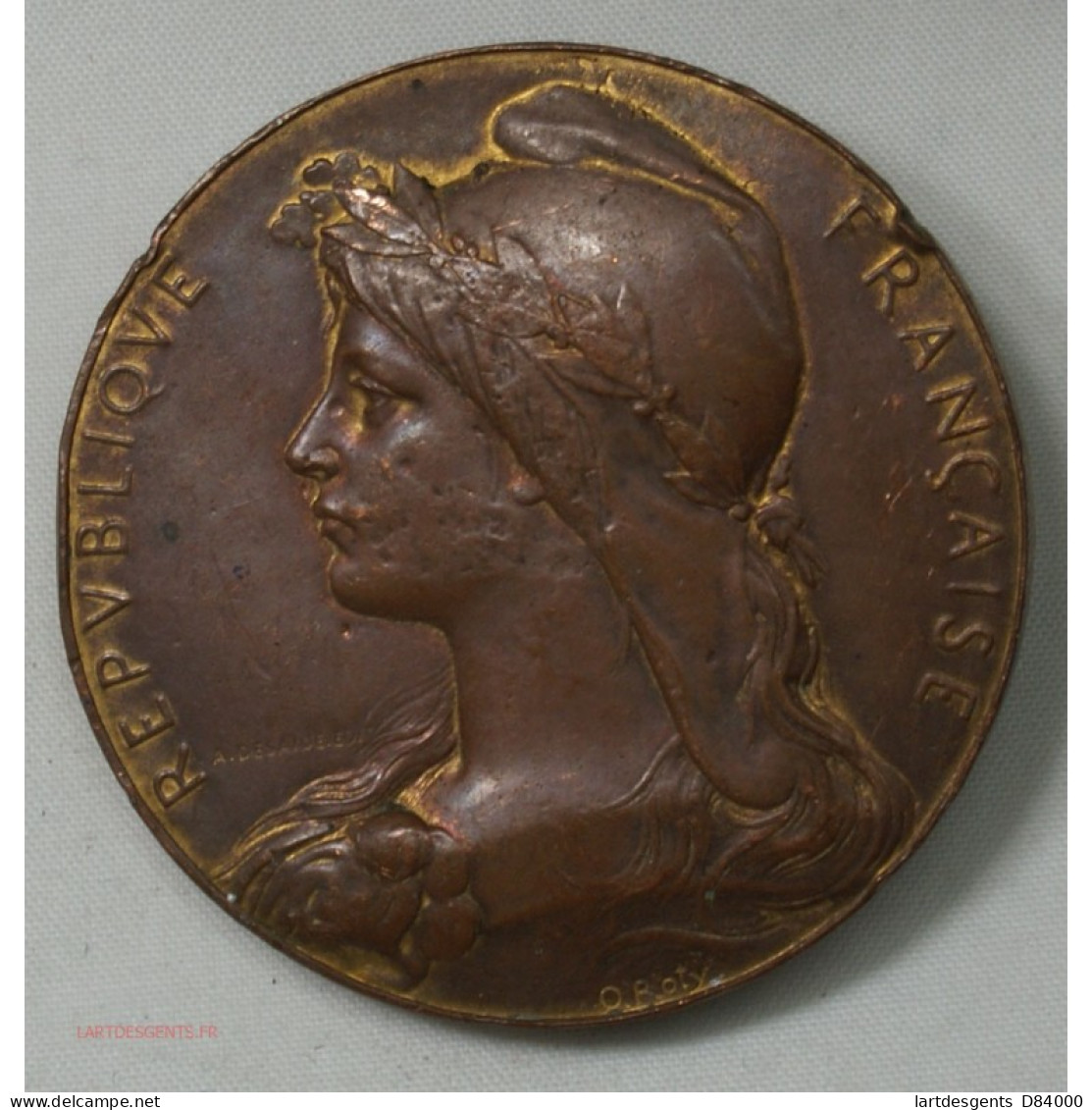 Médaille Uniface République Française Par O. Roty - Professionals/Firms