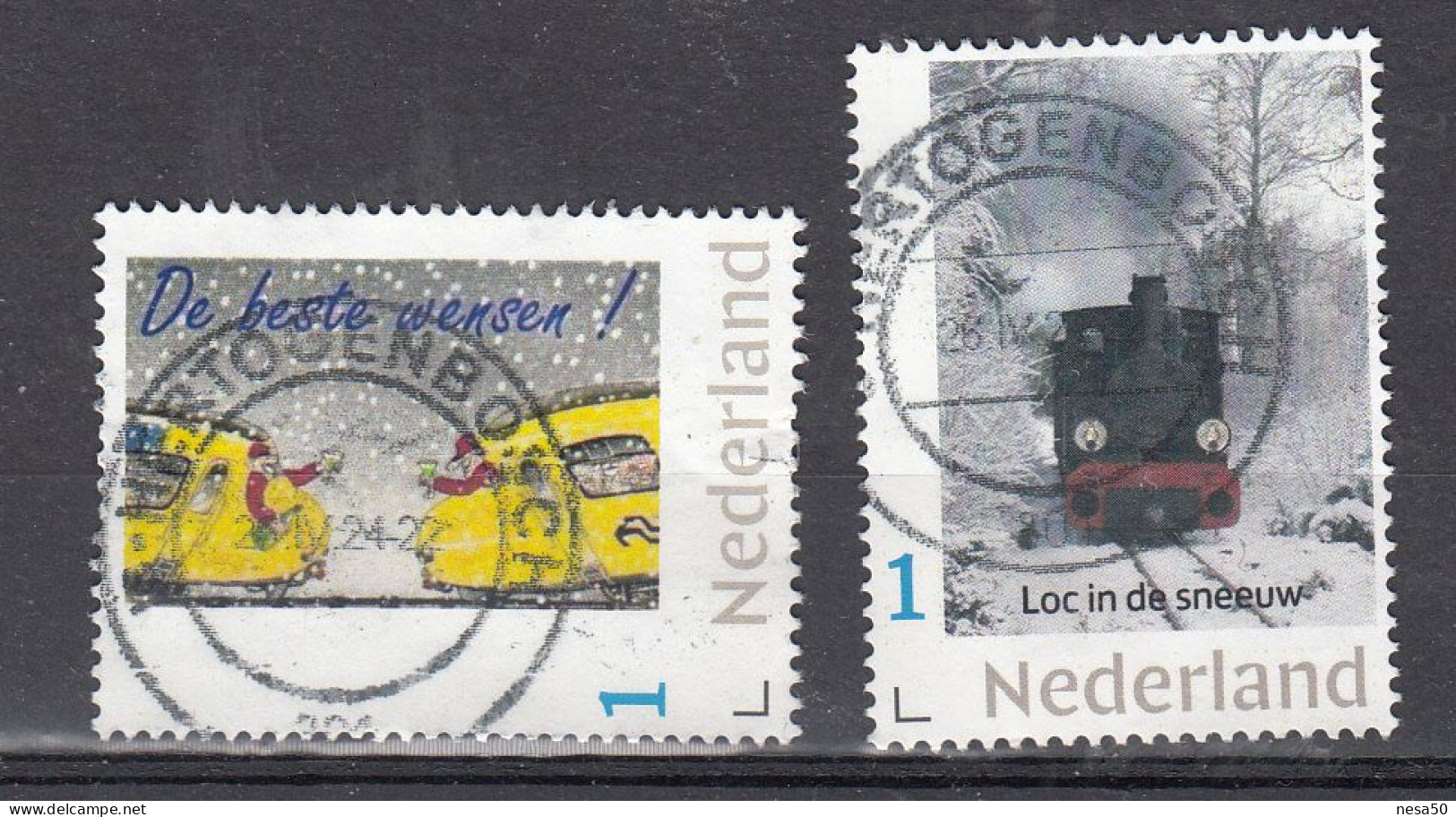 Nederland Persoonlijke Zegels: Treinen, Train, De Beste Wensen En Loc In De Sneeuw, Gestempeld - Used Stamps