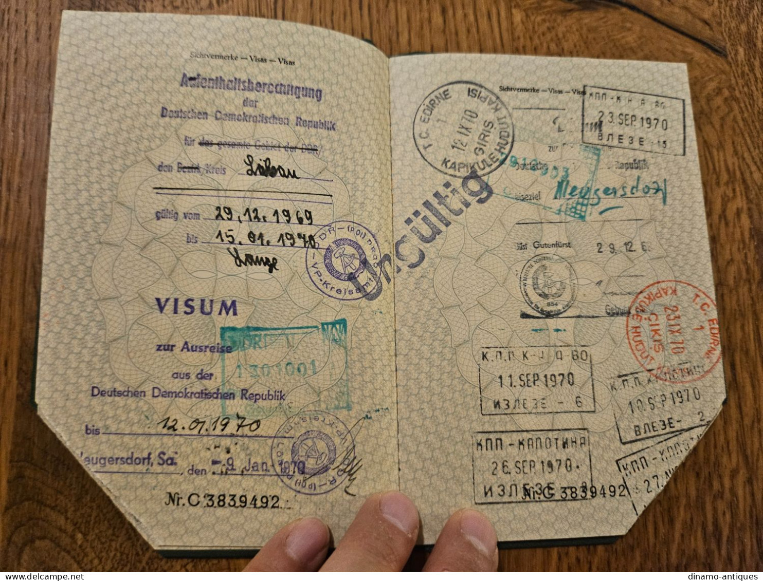 1969 Germany passport reisepass issued in Stuttgart - full of DDR Turkey Greece Bulgaria Yugoslavia Czechoslovakia visas