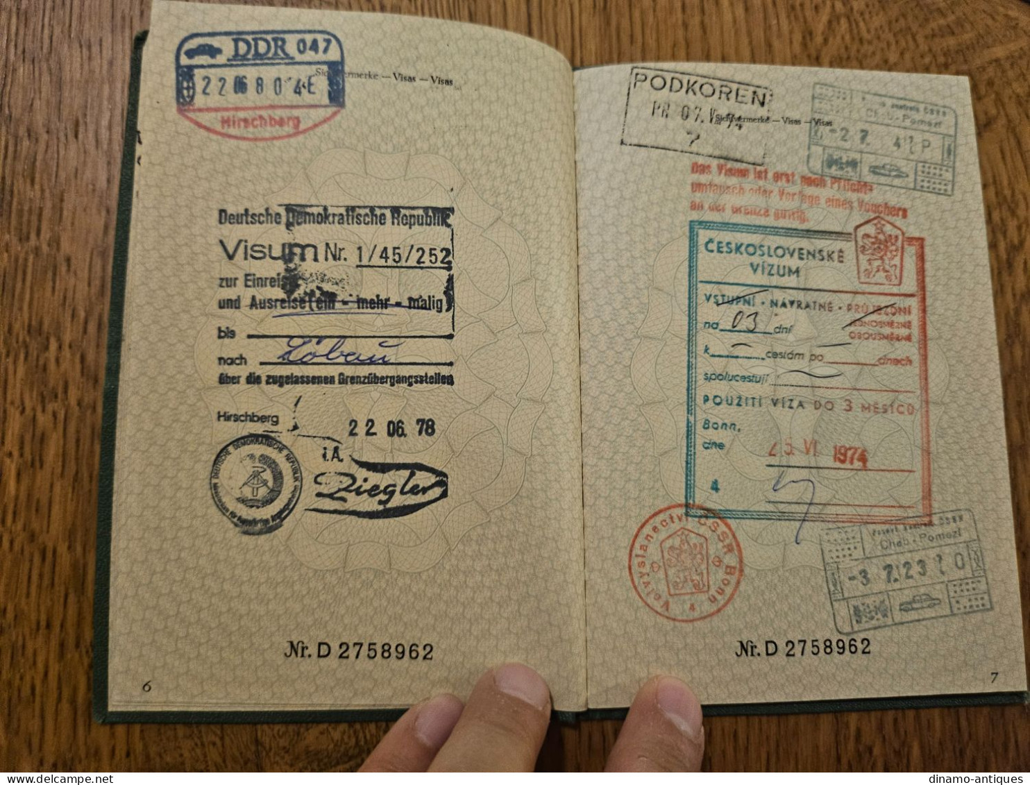 1974 Germany Passport Reisepass Issued In Gerlingen - Full Of DDR Greece Bulgaria Yugoslavia Czechoslovakia Visas - Historical Documents