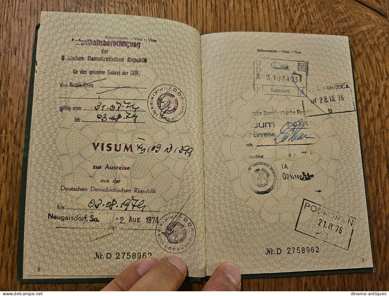 1974 Germany passport reisepass issued in Gerlingen - full of DDR Greece Bulgaria Yugoslavia Czechoslovakia visas