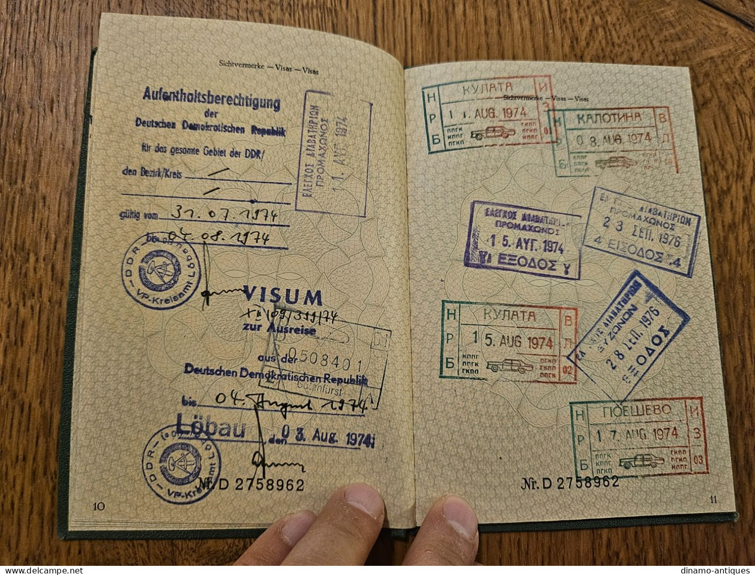 1974 Germany passport reisepass issued in Gerlingen - full of DDR Greece Bulgaria Yugoslavia Czechoslovakia visas