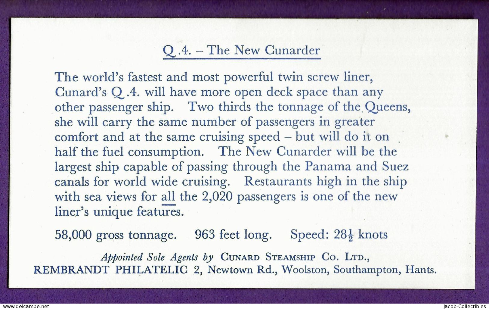 Queen Elizabeth (QE) Passenger Ship Cunard Line Transatlantic Maritime Vessel  1967 - Marittimi