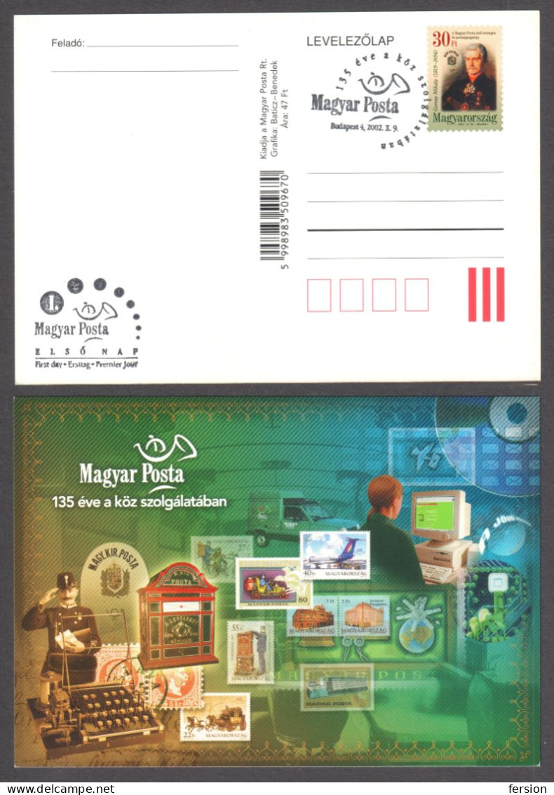 COMPUTER Telegraph MAILBOX Stamp On Stamp CD POSTCARD 1997 UPU Gervay Mihály POST Director STATIONERY 2002 HUNGARY FDC - Correo Postal