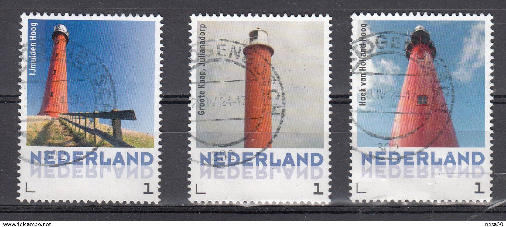 Nederland Persoonlijke Zegels: Vuurtorens Ijmuiden Hoog + Grote Kaap + Hoek Van Holland  Gestempeld - Usati